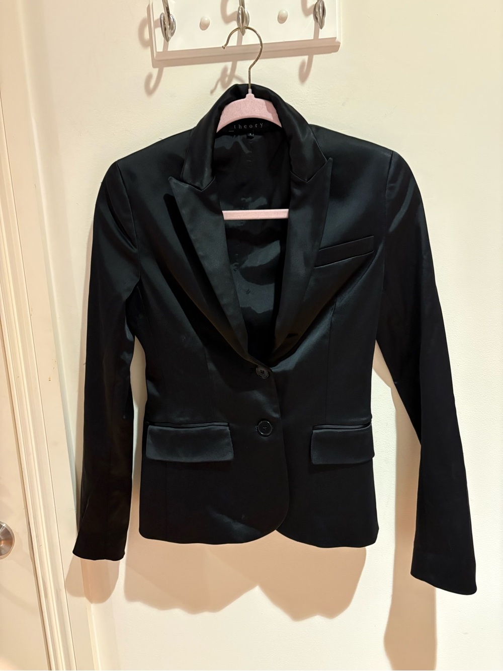 Theory Black Satin-Lapel Women's Blazer